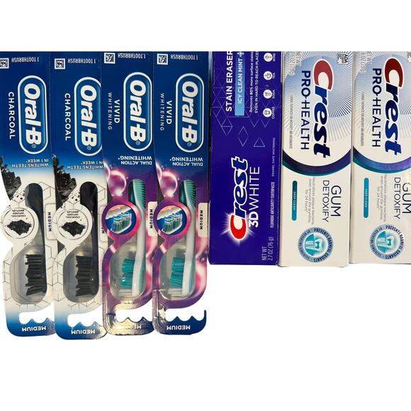 Crest Oral-B 7 Piece Oral Care Bundle Toothpaste and Toothbrush - Picture 1 of 12